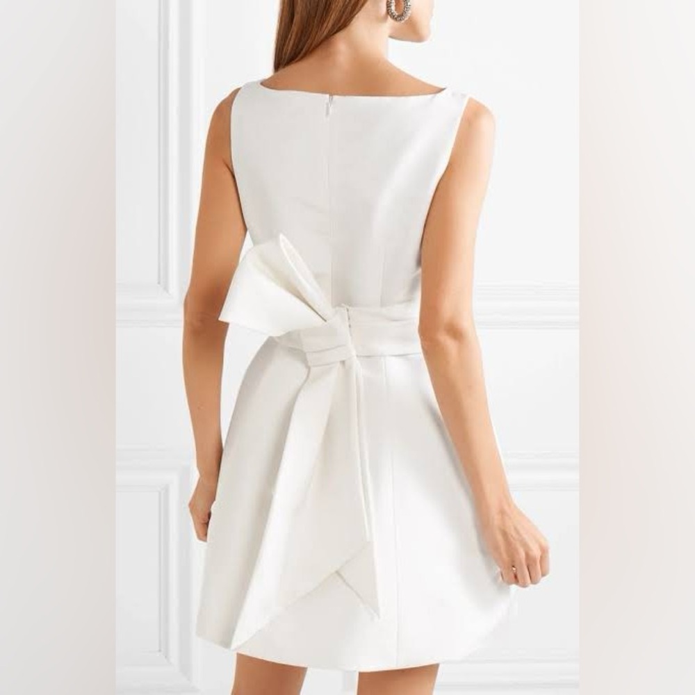 Brandon Maxwell NWT Soft Ivory White Silk-faille Oversized Bow Belt Mini Dress